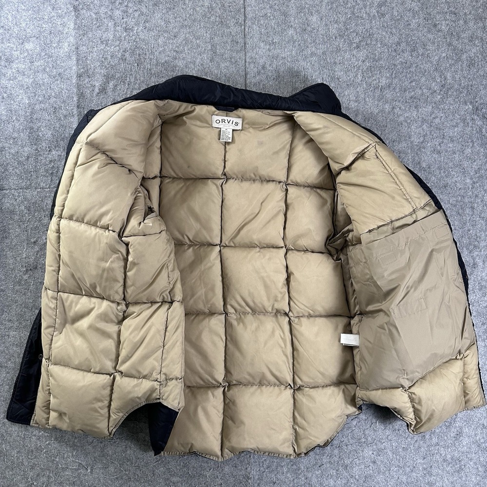 Orvis Goose Down Puffer Jacket XL Snap Outdoor Fishing Hunting Navy Blue Mint - Picture 13 of 13